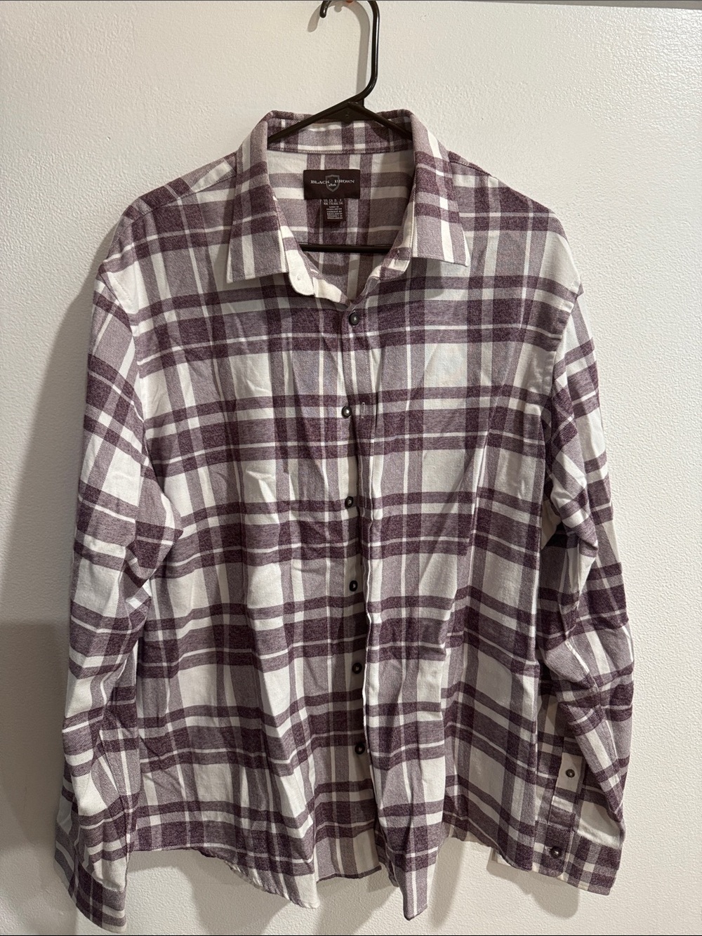 Black Brown 1826 White and Purple Plaid Casual Button-Down Shirt size XXL